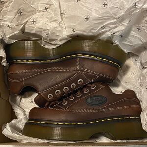 Dr. Martens Brown Leather Platform Slip-On Loafers